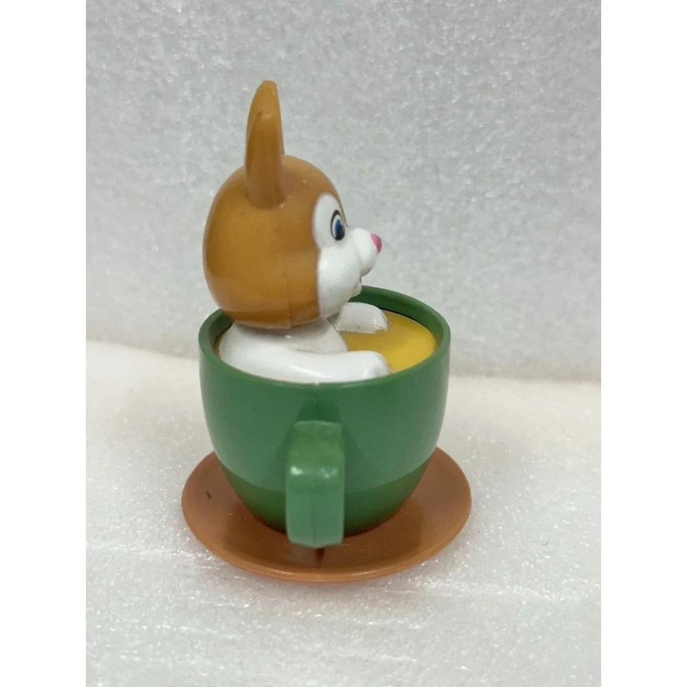 Vtg BUNNY RABBIT IN A CUP Wind-Up‎ Walking Toy Working Twirls & Slides China AZS
